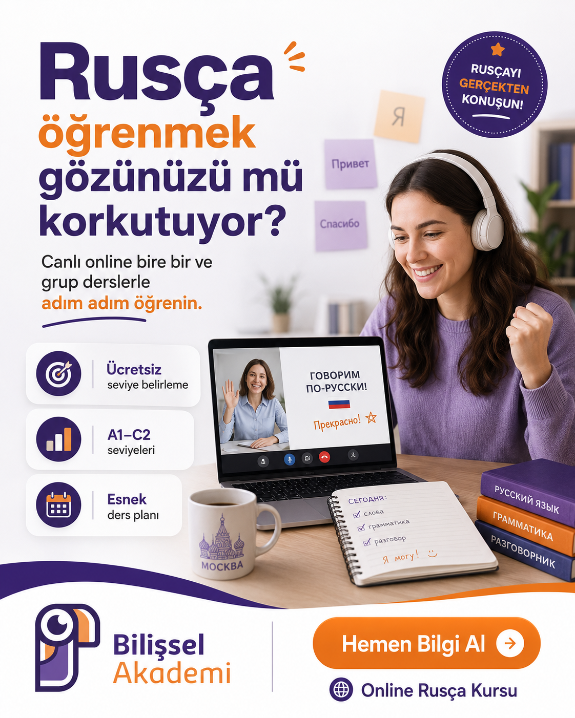 A1 Rusça Kursu: Başlangıç Seviyesi İçin Öğrenme Programı